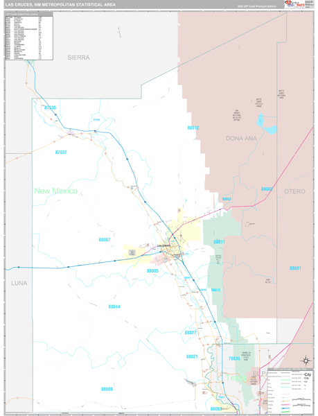 Las Cruces Metro Area Zip Code Wall Map